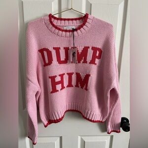 Pink Dump Him printed oversized relaxed fit sweater